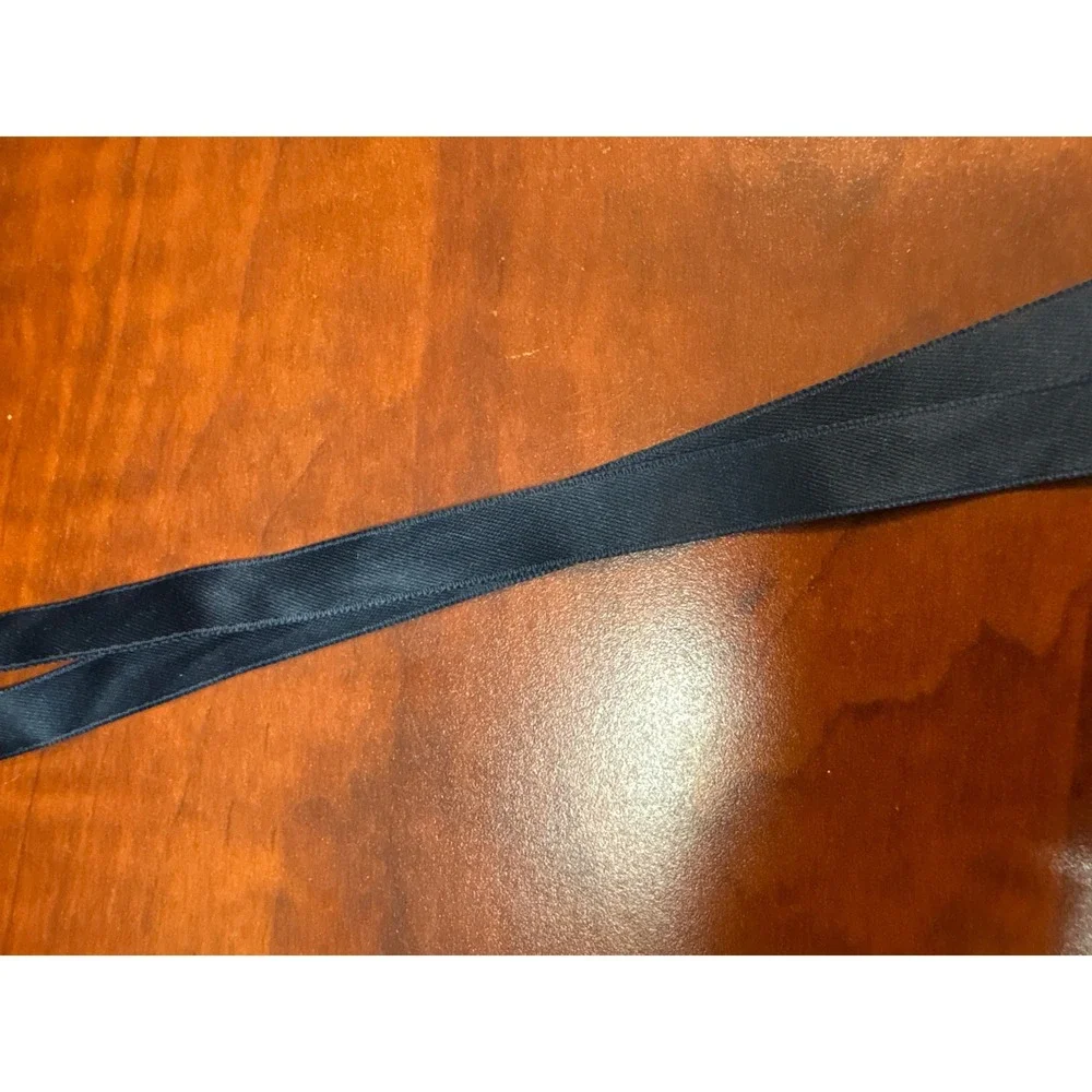 Vtg J.Crew‎ Navy Blue Fabric Flower Ribbon Belt Rhinestone Center Sash Accessory
